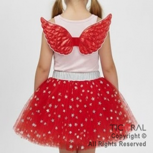 SET ALAS TORNASOLADA Y TUTU CON BRILLOS BABY ROJO x 1